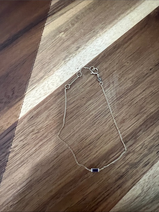 Delicate 14k SolidGold Chain Bracelet with Purple Baguette Stone - Women Jewelry